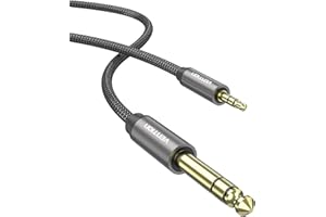 Vention Câble Audio Jack 3.5mm vers 6.35mm Câble Jack Stéréo Nylon Tressé 6.35 Mâle vers 3.5 Mâle, pour Guitare Piano Électronique PC Amplificateur Appareils Home Cinéma Casque Table de Mixage (10m)