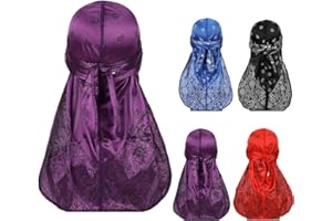 WALLFIRE Durag - Berretto da uomo e donna, 1 pezzo, morbido e confortevole, in tessuto simile alla seta, con coda lunga, Doo Rag
