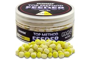 Haldorado Top Method Feeder Fishing Wafter - CARAS, Flavour: Spicy Honey, Colour: White+yellow, 6-7mm, 30g