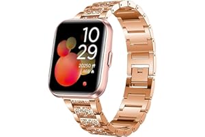 Blueshaweu ID208 Plus 1.8" Quick Release Women Jewelry Bling Diamond Metal Dressy Adjustable Replacement Strap Accessories Sports Band Compatible for WMK,Quican,aeac,Tensky ID208 Plus