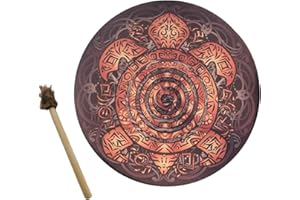 Richolyn Tambour à 10 Pouces | Tambour chaman rétro avec Tortue Totem,Totem Turtle Shamanic Drum Percussion Instrument pour Les chamans et Les mélomanes