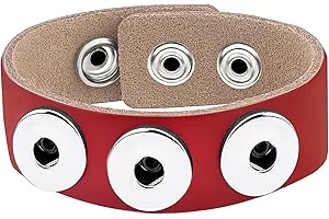 ‎ANDANTE Andante Leder ARMBAND für Chunks Click-Buttons mit Druckknopf-Verschluss (18-22 cm) Rot