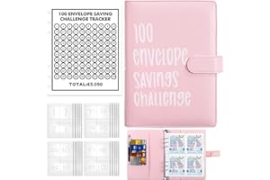 KONESKY 100 Envelope Saving Challenge, Budget Planner Deutsch, A5 Haushaltsplaner Mit Umschlägen, Budget Binder, Einfache Und Unterhaltsame Möglichkeit Zu Sparen 5050 €, Sparbuch für Geld Sparen Challenge
