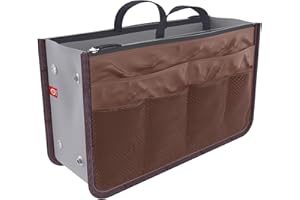 Ducomi Handtaschen Organizer Geldbeutel-Einsatz 13 Fächer - Taschenorganizer Handtasche für Dokumente, Telefon, Make-up, Schlüssel an Ihren Fingerspitzen (X-Large, Coffee)