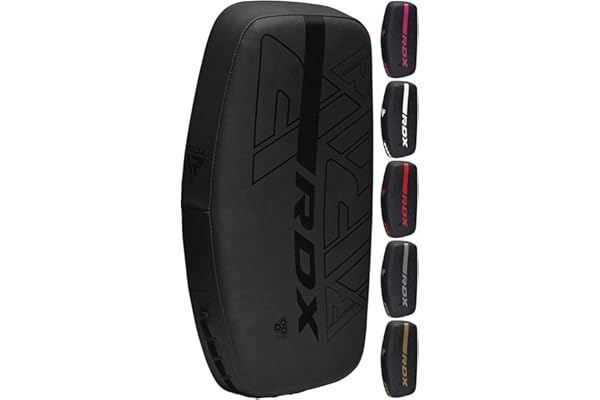 RDX Pao Boxe Thai Incurvé Bouclier de Frappe Kick boxing, MuayThai Poignée Solide, Strike Shield Pad Maya Hide Cuir Pattes d'ours pour MMA Entraînement, Arts Martiaux, Taekwondo, Sports de Combat NOIR