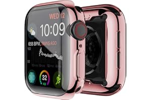 Yolin [2-Pack] All-around TPU Screen Protector Compatible with Apple Watch Series 6/5 / 4 / SE3 / SE2 / SE 40mm, Soft Protective Case For iwatch 40mm (1 Rose-Pink + 1 Transparent)