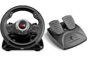 INDECA BUSINESS JINSHU 2 GTR RACING WHEEL - INDECA Volante de Carreras con Pedales (compatible con Playstation 4, Playstation 3, Xbox, Switch y PC)