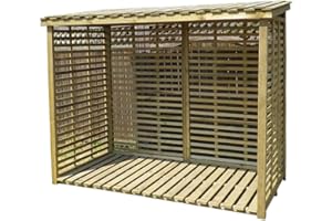 Gartenpirat Kaminholzregal XXL mit Rückwand für 3,8 m³ Brennholz - Holzunterstand groß für Kaminholz aussen