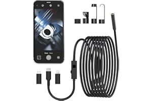 BUICXJKZ Endoskopkamera mit Licht - Wasserdicht IP67, 1920 * 1440P HD, 8 LEDs, 5m Kabel für Android & iOS Tablet, iPhone, iPad, Samsung