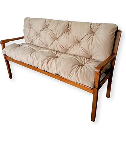 Coussins de banc - YOSOO - Lot de 2 - Taupe - 120x50x7 cm - Tissu