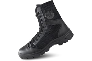 LUDEY Hommes Bottes Militaire avec Fermeture Latérale, Patrouille Combat Armée Tactique Recrues Bottes d'uniforme d'entraînement