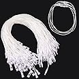 200 pcs Strip Cotton Hang Tag with Lock Labels String Hang Tags White Nylon String for Hang Tags String Price Snap Secure Tag Fasteners for Price Snap Lock for Attaching Labels (White)