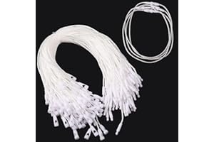 XINJIEDA 200 pcs Strip Cotton Hang Tag with Lock Labels String Hang Tags White Nylon String for Hang Tags String Price Snap Secure Tag Fasteners for Price Snap Lock for Attaching Labels (White)