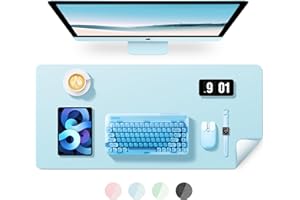 ‎BUBM BUBM Schreibtischunterlage 80x40cm, Premium Leder Mauspad, Rutschfeste Tischunterlage Schreibunterlage, Multifunktionales Office Mousepad Schreibtisch Zubehör für Büro & Homeoffice (Blau)