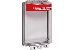 Safety Technology International Universal Stopper, STI-13020FR, Alarmed Polycarbonate Call Point Cover, MCP Protector, Fire Alarm Cover, Flush Mount, Fire Red Hood Sounder