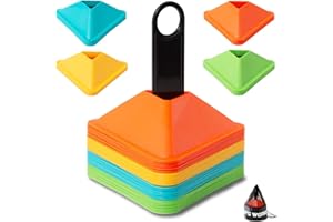 NPS WORKS Set de 40 Conos Entrenamiento de Fútbol y Ejercicios de Agilidad y Coordinación. Diseño en Forma de Flecha con Colores Vivos. Marcadores Deportivos con Bolsa y Soporte Apilable. Para Niños y Adultos