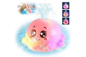 GIAPOO Baby Bath Toys Octopus Light Up Bath Toys Colourful Bath Lights for Kids Toddler With Auto-sensor Water Spray Function Gifts for Boys Girls (Pink)