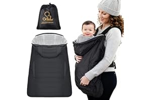 Orzbow Hydrofobową Osłoną Nosidełek Niemowląt, Zimowy Pokrowiec Nosidełek Niemowląt z Kapturem ze Sznurkiem, Ciepła Podszewka Koralowego Polaru, Czarny