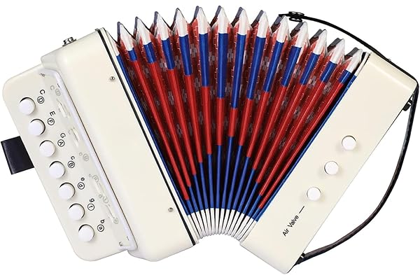 Accordéon pour enfants, accordéon à 10 touches avec sangles, instrument de musique accordéon pour débutants, accordéon adultes et enfants de 3 ans et plus, blanc