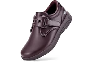 FitVille Buty dla diabetyków Damskie Bardzo szerokie skórzane mokasyny Kapcie ortopedyczne z regulowanymi rzepami Wygodne eleganckie buty do chodzenia dla opuchniętych stóp