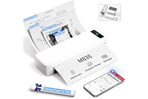ASprink M835 Portable Thermal Printer - Wireless Portable Printer for Travel!Convenient Inkless Printer Supports 8.5" x 11" US Letter & A4, Compatible with iOS/Android/PC. 300 DPI, White