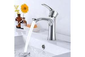 Djedjeo Mitigeur de salle de bain/lavabo pour eau chaude et froide avec robinet monocommande silencieux anti-goutte pour salle de bain, lavabo, coin cuisine, robinet hybride pour lavabo à économie