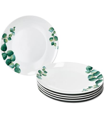 Lot De 6 Assiettes Creuses Bota En Porcelaine Blanche | Diamètre 20 Cm | Design Rond Végétal | Lavables Au Lave-vaisselle
