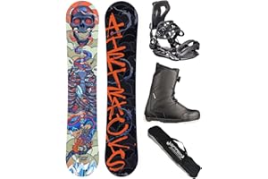 AIRTRACKS Snowboard Set (Paquete Completo) Tabla Diamond Heart Carbon Wide Hybrid Rocker (Hombre)+Fijaciones Master+Botas+SB Bolsa Nuevo 150 155 160 cm