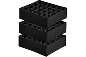 TLOXO 3 Stück Aufbewahrungsboxen,24 Zellen Faltbox,Ordnungssystem für Kleiderschrank, Schrank Organizer für Unterwäsche,Socken,Schals,Büstenhalter