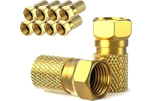SATSHOP-FT Łącznik F 7 mm wkręcany, pozłacany, gumowa uszczelka, szeroka nakrętka, do koncentrycznego kabla antenowego, kabel koncentryczny do telewizji satelitarnej, instalacje BK, urządzenia satelitarne LNB 10x F-Stecker vergoldet