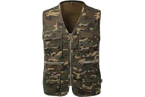 KTWOLEN Herren Outdoor Weste Baumwolle Anglerweste Freizeit Jagd Trekking Wander Angler Camping Safari Weste Ärmellos Jacke mit vielen praktischen Taschen