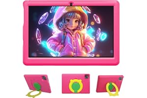 Wqplo Tablette Enfants 10 Pouces 32 ROM Android 12 Bluetooth WiFi Contrôle Parental Double Caméra Tablettes (Rose)