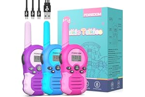 FOREDOM Wiederaufladbare Walkie Talkies für Kinder Walkie Talkies Funkgeräte Set Spielzeug für Jungen & Mädchen 3-12 Jahre, Abenteuer, Camping, Wandern – 3er Set