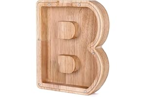 ANTTYSCAR Buchstabe Spardose Buchstabe Holz Groß, A-Z Buchstaben Spardose Hölzerne Sparbüchsen Alphabet Münze Bank Münze Geld Bank für Erwachsene Kinde（B）