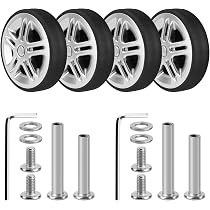IGNPION Kit 4 Ruote Di Ricambio Per Valigia – Gomma 50x18 Mm, Assi 30/35 Mm, Universali