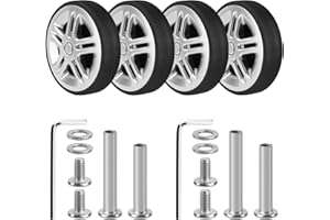 Volein Zestaw 4 odpornych na zużycie wymiennych kół do walizki z łożyskami do większości walizek, do samodzielnej naprawy walizek (50 x 11 mm, srebrny)