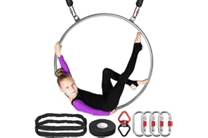 DASKING Cerceau aérien à 2 Points – 80 85 90 cm en Acier Inoxydable avec Sac Portable, capacité de 226 kg, kit d'anneau de gréement à Suspendre pour Fitness, Cirque, entraînement acrobatie, Danse