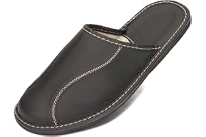 BeComfy Herren Hausschuhe Leder Pantoffel Männer Pantoffeln aus Echtleder Mann Schwarz Braun 40-50 EU