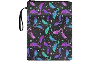 Poceacles Bunte Fledermäuse bedruckte Buchhülle für Taschenbuch, Hardcover, Buchhülle, Schutzhülle, Buch-Tragetasche für Teenager, Studenten