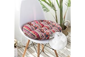 Surwin Cuscino Rotondo Cotone e Canapa, Cuscino Meditazione Materasso da Pavimento Cuscini per Esterno Cuscino Yoga per Soggiorno, Camera da Letto, Patio e Altro (50x50cm,Rosso Boho)