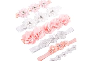 KONUNUS Bandeau Bandeau à Fleurs en Ruban Gros-Grain Pour Petites Filles Convient Aux Enfants et Aux Petites Filles Comme Accessoires de Cheveux Pour les Fêtes Les Mariages et Les Photos (6 Pièces)