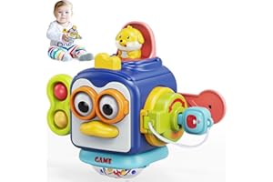 MOONTOY Cubo Actividades Bebé, Montessori Cubo Juguetes Educativos para 1 2 Años, Juguetes Sensoriales para Bebe 6-12 Meses, Motoras Fino Actividades Cubo Regalos para CumpleañOs Niños Niñas
