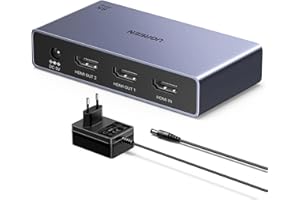‎UGREEN UGREEN HDMI Splitter 1 In 2 Out 8k@60hz Dual Screen Output 3d/Hdr Pictures Hdcp2.3 [Windows Xp/7/8/8.1/10/11, Macos, Linux, Dvd, Ps5/Ps4/Xbox/Switch, Testowane DziałAnie Tv] Obudowa Zasilacz 5v2a
