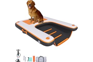 HEYLIFE Inflatable Dog Ramp Floating Dock Water Raft Ladder for Pool Up to 220LBS Borange 4.9ft x 3ft x 4in