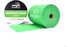 meglio Widerstandsband Rolle, 46 Meter Latexfreie Widerstandsband-Rolle für Fitnesstraining, Fitnessstudio, Heimtraining, Dehnungen, Krafttraining & Rehabilitation, Erhältlich in 5 Farben/Stärken