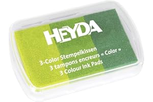 BAIER & SCHNEIDER Heyda 204888463 - Almohadilla tricolor para sellos, verde limón, verde lime, verde oscuro