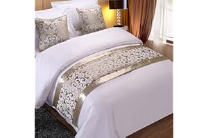 BiiKoon Bed Runner Hotel Bedding Protection Bed Scarf Flower Pattern Quilted Bed Flag Mat Bedclothes Decoration for Foot of Bed for Wedding Bedroom,Silver 210X50cm for 150cm bed