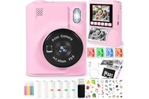 NLMWTI Appareil Photo Instantané Enfants, 1080P Appareil Photo Instantané Numérique, Caméra Vidéo & Selfie, avec Carte 32GB & Papier Photo, Cadeau Garçons pour Garçons Filles de 3-12 Ans