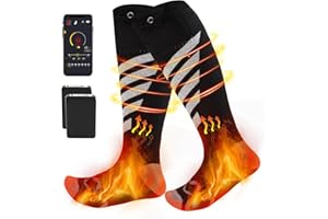 Auniq Heated Socks for Women and Men, Rechargeable 5V 5000mAh Battery Operated Electric Heating Socks, Winter Warm Cotton Thermal Socks Long Knitted Warm Foot Socks for Camping Fishing Cycling Skiing