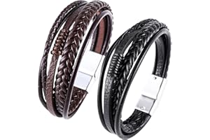 Tweozek Mens Leather Bracelet,Braided Cowhide Rope,Vintage Style Handmade Braided Leather Bracelet for Christmas Father's Day Valentine's Day Birthday,Mens Bracelets Gift for Boyfriend Husband